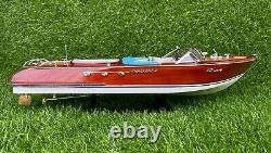 Blue Riva Boat Model 116 Riva Aquarama Wooden 21'' Handmade Ship Model