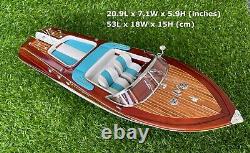 Blue Riva Boat Model 116 Riva Aquarama Wooden 21'' Handmade Ship Model