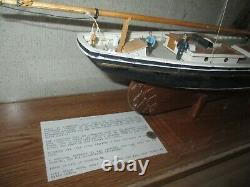 Bluenose Built Wood Model Schooner 164 scale with cabinet, stamp, coin, photo