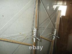 Bluenose Built Wood Model Schooner 164 scale with cabinet, stamp, coin, photo