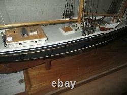 Bluenose Built Wood Model Schooner 164 scale with cabinet, stamp, coin, photo