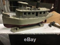 C1930's vintage folk art boat model sea faring ALENE 22 L x 13 h x 5.25 w