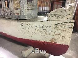 C1930's vintage folk art boat model sea faring ALENE 22 L x 13 h x 5.25 w