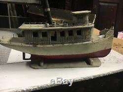 C1930's vintage folk art boat model sea faring ALENE 22 L x 13 h x 5.25 w