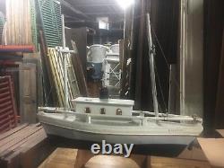 C1940's vintage folk art boat model lake steamer CHAMPLAIN 34 L x 28 H x 8 W