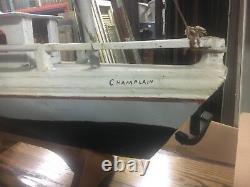 C1940's vintage folk art boat model lake steamer CHAMPLAIN 34 L x 28 H x 8 W