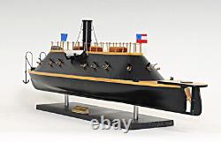 CSS Virginia Civil War Ironclad Confederate Wood Ship Model 28 with Display Case