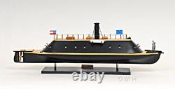 CSS Virginia Civil War Ironclad Confederate Wood Ship Model 28 with Display Case