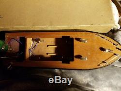 Cabin Cruiser wooden model boat Japan with original box outboard motor