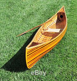 Canoe With Ribs Curved Bow 10 Feet Cedar Strip Wood Boat Model Assembled