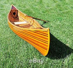 Canoe With Ribs Curved Bow 10 Feet Cedar Strip Wood Boat Model Assembled