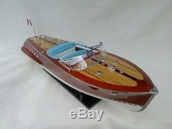 Cedar Wood Riva Tritone 24 Quality Model Boat White-Blue Beautiful Xmas Gift