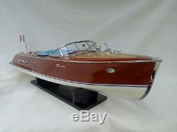 Cedar Wood Riva Tritone 24 Quality Model Boat White-Blue Beautiful Xmas Gift