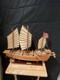 Chinese Junk Wooden Ship Model Handcrafted Boat With Wooden Stand & Metal Plate
