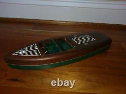 Chris Craft Barrel Back Runabout Mahogany Wood Model Wooden Boat Green Vtg 1940