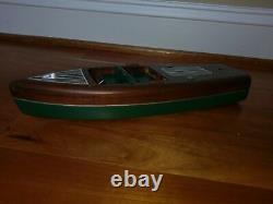 Chris Craft Barrel Back Runabout Mahogany Wood Model Wooden Boat Green Vtg 1940