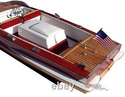 Chris Craft Holiday 1962 Handcrafted Wooden Model Boat Ready To Display