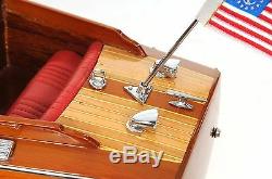 Chris Craft Runabout Speed Boat Double Cockpit 25 Built Wooden Model Assembled