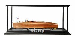 Chris Craft Runabout Wooden Model 32 Built Power Speed Boat with Display Case New