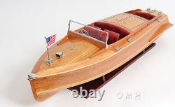 Chris Craft Runabout Wooden Model 32 Built Power Speed Boat with Display Case New