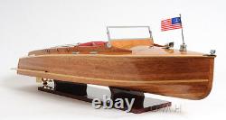 Chris Craft Runabout Wooden Model 32 Built Power Speed Boat with Display Case New