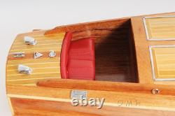 Chris Craft Runabout Wooden Model 32 Built Power Speed Boat with Display Case New