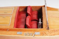 Chris Craft Runabout Wooden Model 32 Built Power Speed Boat with Display Case New