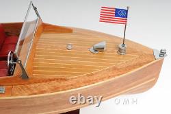 Chris Craft Runabout Wooden Model 32 Built Power Speed Boat with Display Case New