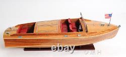 Chris Craft Runabout Wooden Model 32 Built Power Speed Boat with Display Case New