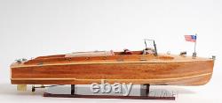 Chris Craft Runabout Wooden Model 32 Built Power Speed Boat with Display Case New