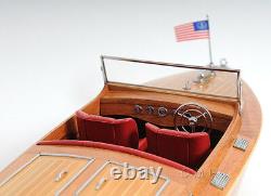 Chris Craft Runabout Wooden Model 32 Built Power Speed Boat with Display Case New