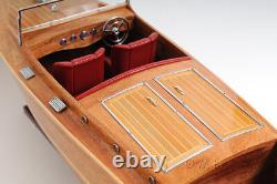 Chris Craft Runabout Wooden Model 32 Built Power Speed Boat with Display Case New