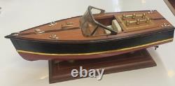 Chris Craft Style Hand Crafted Wooden Boat Model Speed Boat With Stand