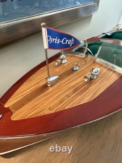 Chris Craft Triple Cockpit Painted Speed Boat Wooden Model 30 X 9.5