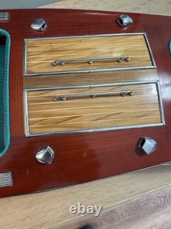 Chris Craft Triple Cockpit Painted Speed Boat Wooden Model 30 X 9.5