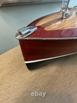 Chris Craft Triple Cockpit Painted Speed Boat Wooden Model 30 X 9.5