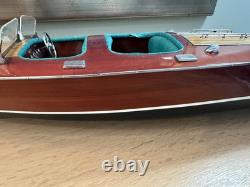 Chris Craft Triple Cockpit Painted Speed Boat Wooden Model 30 X 9.5