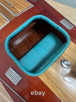 Chris Craft Triple Cockpit Painted Speed Boat Wooden Model 30 X 9.5