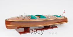 Chris Craft Triple Cockpit Speed Boat Wood Model With Table Top Display Case