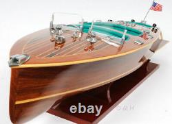 Chris Craft Triple Cockpit Speed Boat Wooden Model 32 Handcrafted Varnished