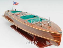 Chris Craft Triple Cockpit Speed Boat Wooden Model 32 Handcrafted Varnished