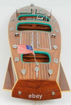 Chris Craft Triple Cockpit Speed Boat Wooden Model 32 Handcrafted Varnished