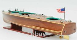 Chris Craft Triple Cockpit Speed Boat Wooden Model 32 Handcrafted Varnished