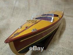 Chris Craft Vintage Wood Model Speed Boat Runabout LARGE 20 Size on Stand