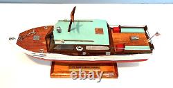 Chris Craft style model boat custom built wooden cabin cruiser model toy yacht