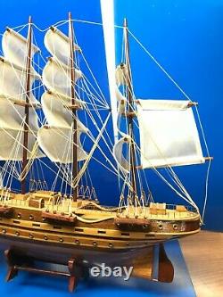 Clipper Ship Nautical Sail Boat Display Model Finished Inlaid Wood 28 BIG