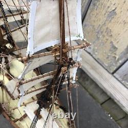 Custom-made hand carved USS Constitution wooden sailing ship model boat 24 in