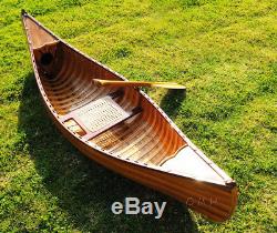 Display Cedar Wood Strip Built Canoe 6' Wooden Model Boat With Ribs New