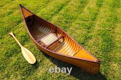 Display Cedar Wood Strip Built Canoe 6' Wooden Model row Boat With Ribs New