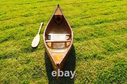 Display Cedar Wood Strip Built Canoe 6' Wooden Model row Boat With Ribs New